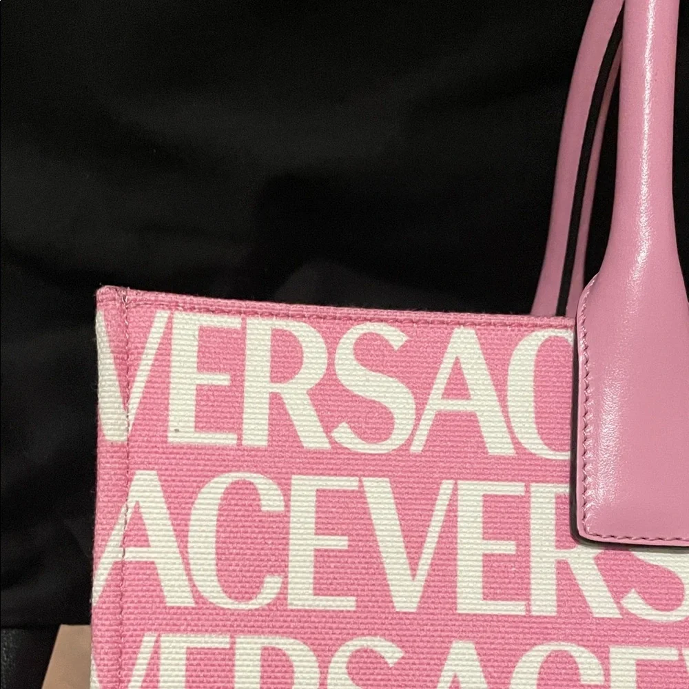 Versace Pink and White Logo Tote - Picture 7 of 15